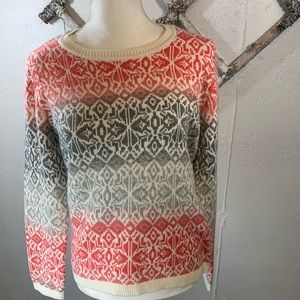 Talbots grey and coral design  sweater
